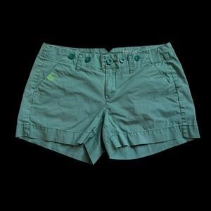 Paper Boy Green Cotton Chino Shorts Womens Sz 4‎ Button Fly Mid Rise Casual